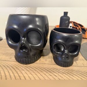 Theshhold Black Skull decor set of 2